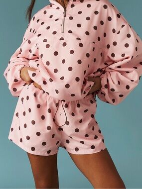 Pink Polka Dot Co-Ord Set Track Jacket & Shorts